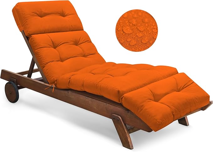 Waterproof Outdoor Chaise Lounge Cushion 74.4 x 22 x 4.7 Inches Memory Foam