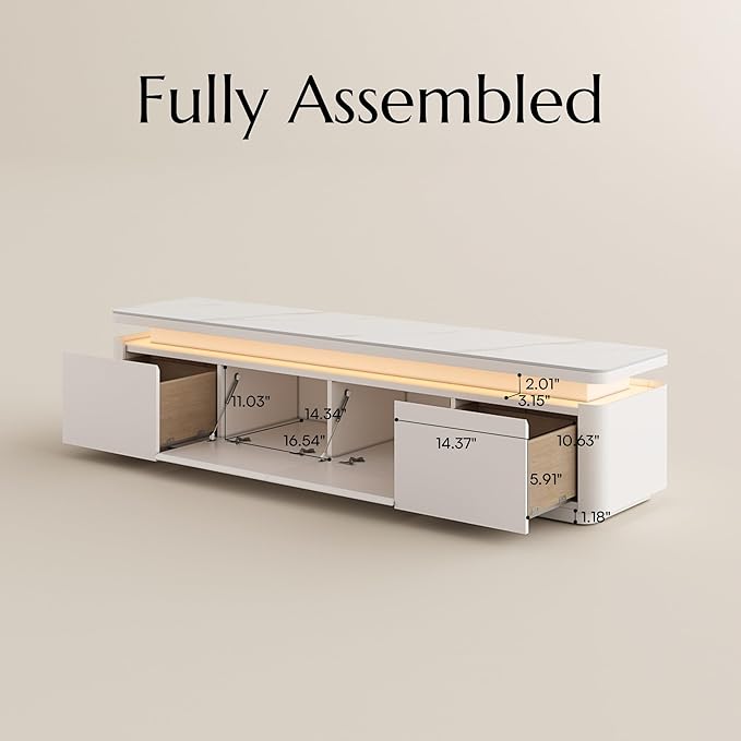 POVISON Fully Assembled 71" Mid-Century Modern TV Stand