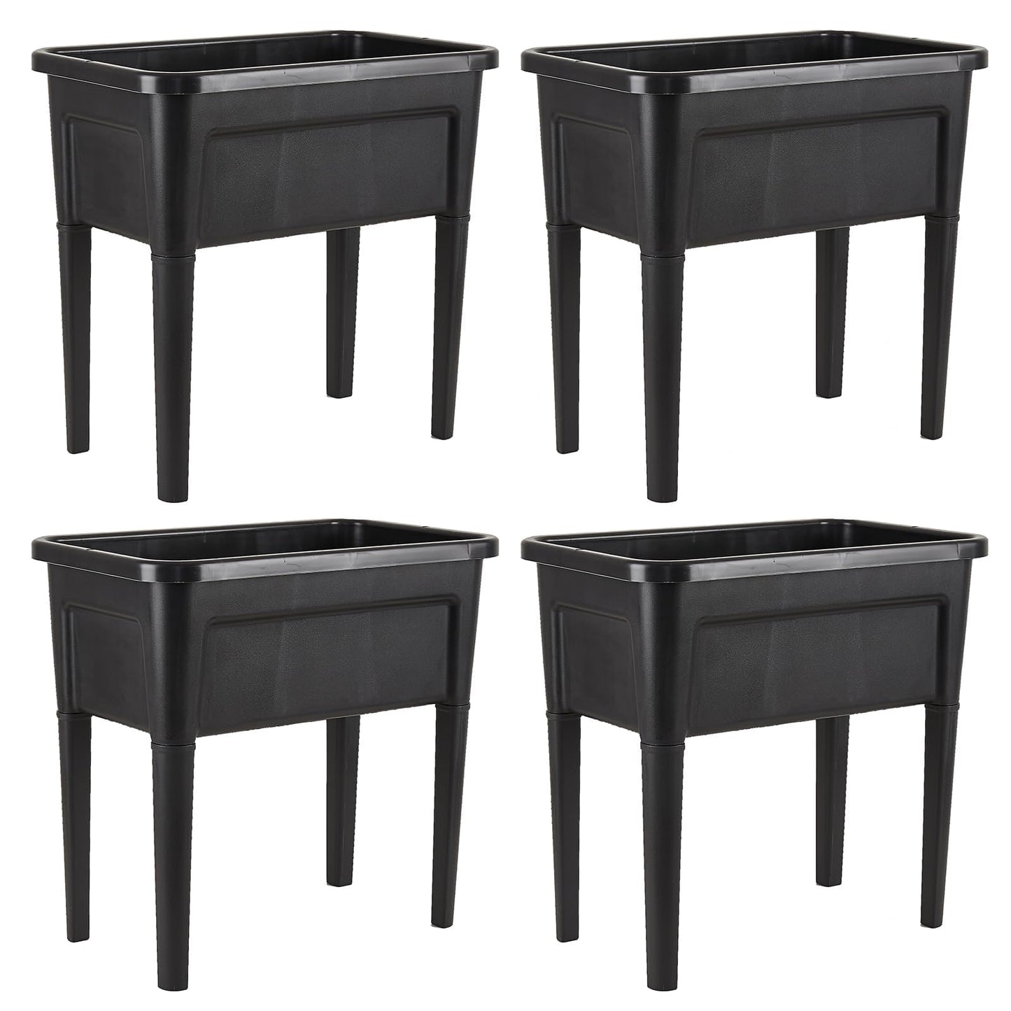 ZIWQPIHT 4 Pcs Plastic Raised Garden Beds with Legs，16 Gallon Outdoor Elevated Garden Planter Box，Perfect for Flowers, Vegetables, and Herbs