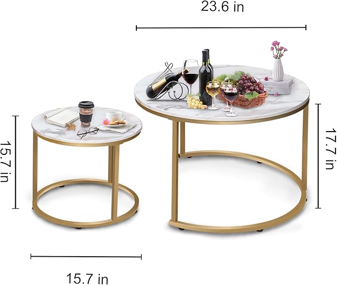 Garden 4 you Nesting Coffee Table Faux White Marble
