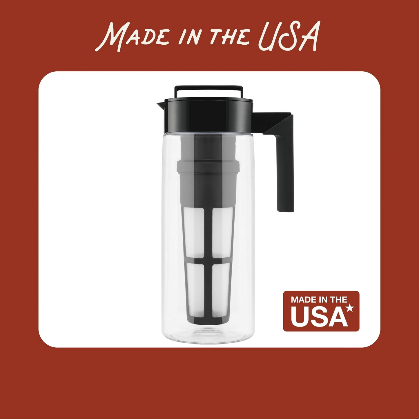 Takeya Flash Chill Iced Tea Maker - Airtight & Durable Iced Tea Maker Jug with Silicone Carry Handle - Leak-Proof & Lightweight Tea Infuser with Patented Flash Chill Technology - 2 Quart, Blueberry