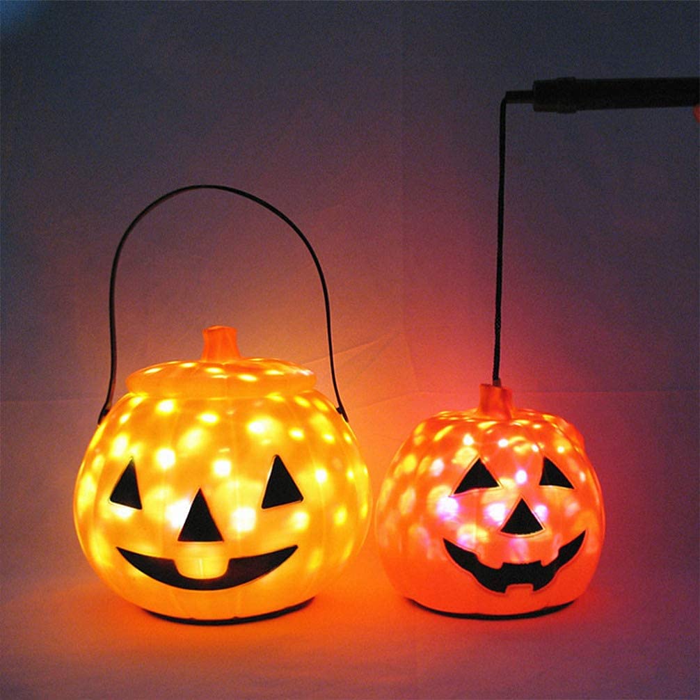 Halloween Pumpkin Bucket LED Trick or Treat Pumpkin Candy Holder Pumpkin Jack O Lantern Candy Bucket for Party Favors