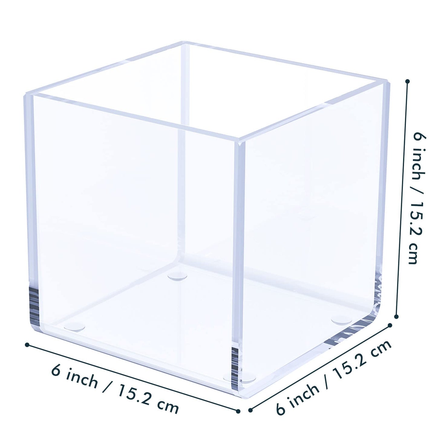 Kamehame Clear Acrylic Vase, 6"x6"x6" Wide Vase for Centerpieces, Succulent Pots Planters, Floral Square Cube Flower Vases for Home Office Wedding Decor