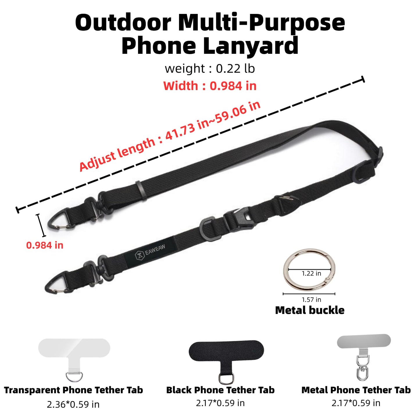 EAWEAW Heavy Duty Phone Lanyard Crossbody, Thick Adjustable Strap for iPhone & Android, Hands-Free Neck Strap with Secure Patch, Durable Anti-Drop Crossbody Phone Holder for Travel & Hiking