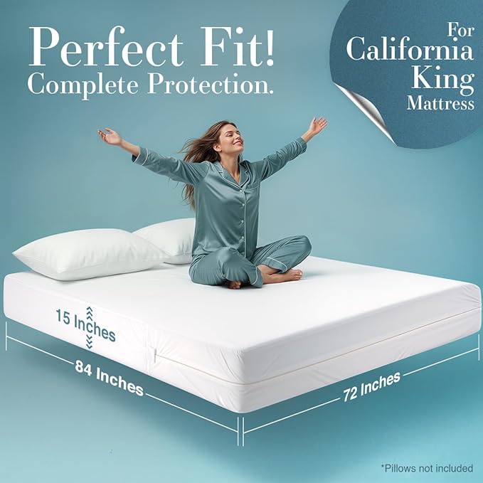 Utopia Bedding Mattress Protector Zippered California King Size, 100%