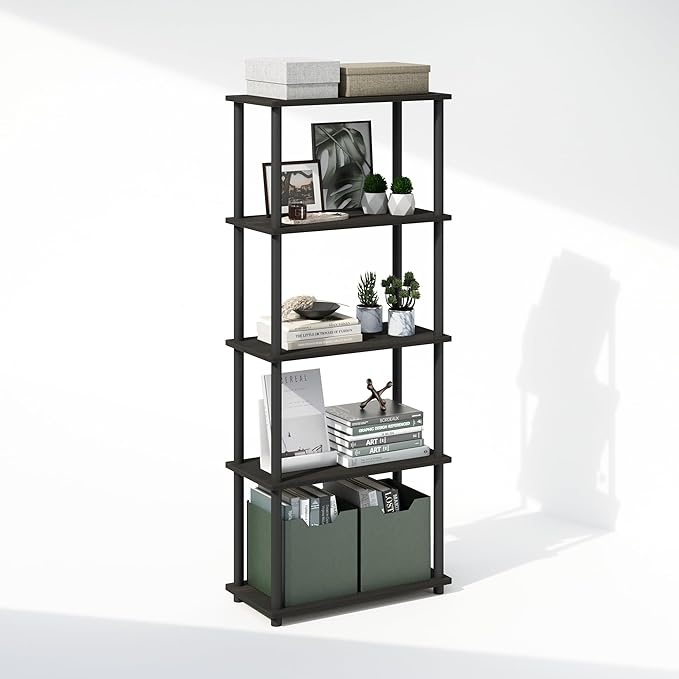Furinno Turn-N-Tube Book Shelf, 5-Tier Bookshelf, Bookcase