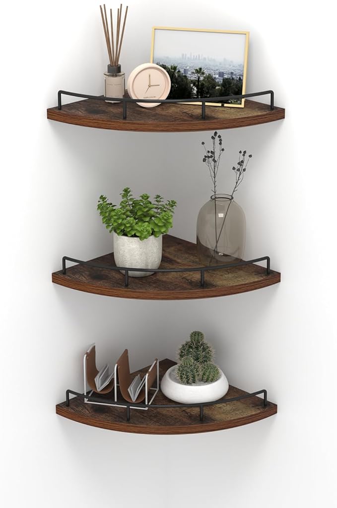 HORLIMER Floating Corner Shelf Wall Mount, Living Room