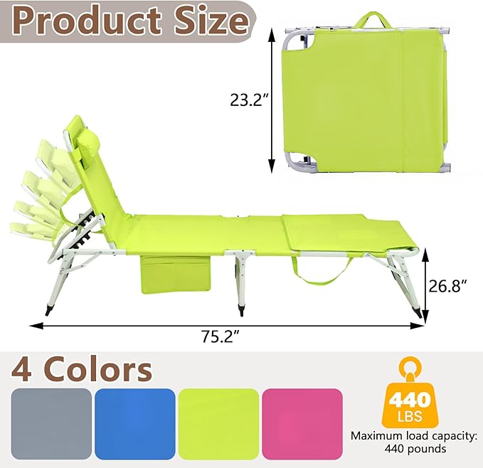 3-in-1 Heavy Duty Tanning Chair