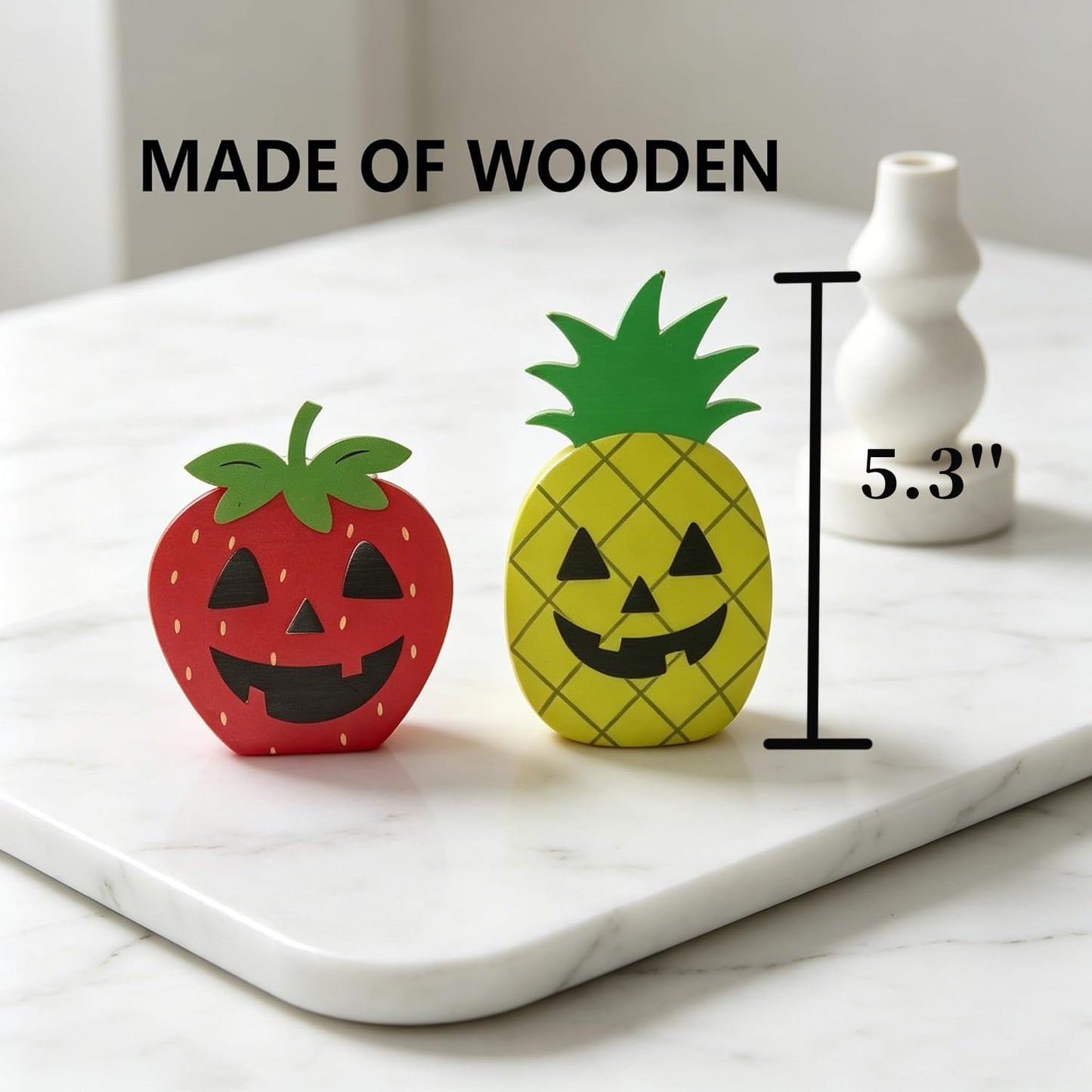 Summerween Decorations,Summerween Wooden Tiered Tray Decor for Summerween Party Decorations Summer Halloween Ghost Home School Office Party Supplies 2MK-HSW