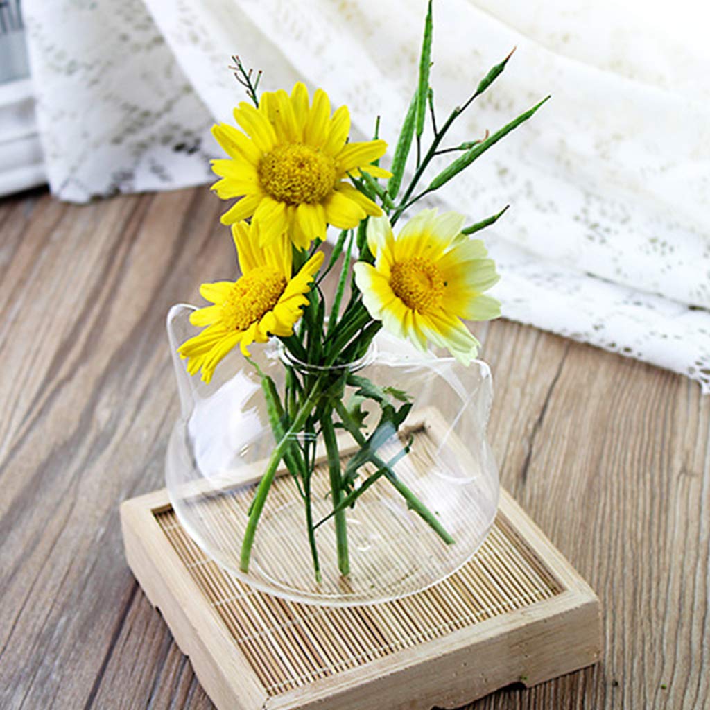 Clear Cute Cats Shaped Glass Desktop Decorative Plant Terrarium Flower Vase Bottle Holder Home Decorative Flower Bott Hydroponic Vase