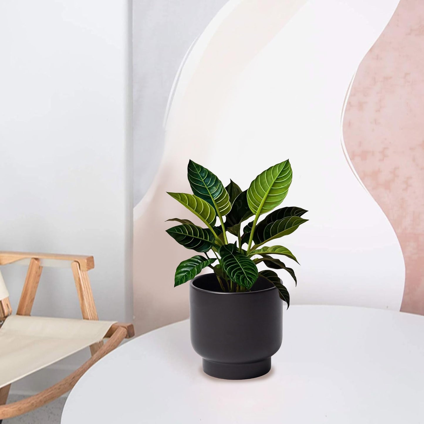 LB Black Ceramic Plant Pot for Indoor Plants, Succulent Planters Ceramic Plant Pots, Modern Flower Pots for Living Room Office Home Decor, Round Flower Pot of 4.3 Inch(Plant Not Included)