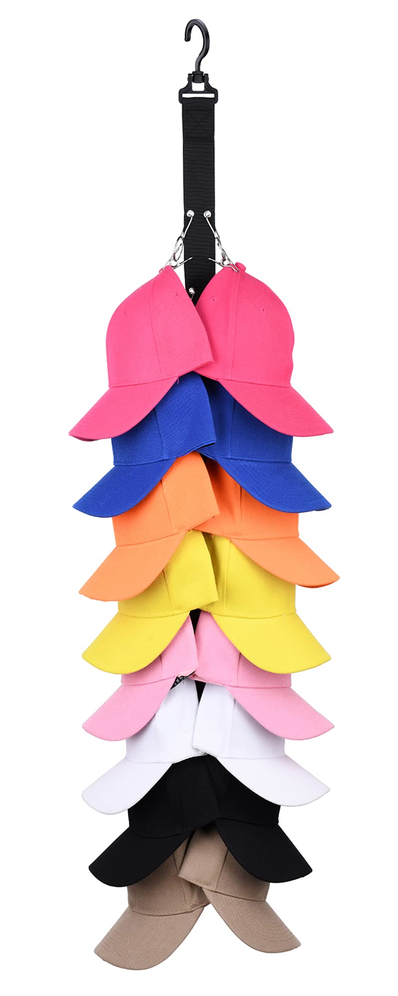 Closet Hanging Cap Organizer, 16 Baseball Cap Rack, Closet Hook Cap Holder Hat Storage Organizer - Keep Hats Cleaner Than a Hat Rack (1 Pack)