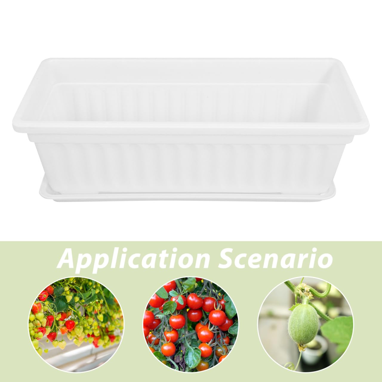 Healvian Rectangular Plastic Planter Pot 2 Pack with Drainage Saucers 5.5X7.4X5.5 Inches Indoor Outdoor Garden Vegetable Succulent Flower Box