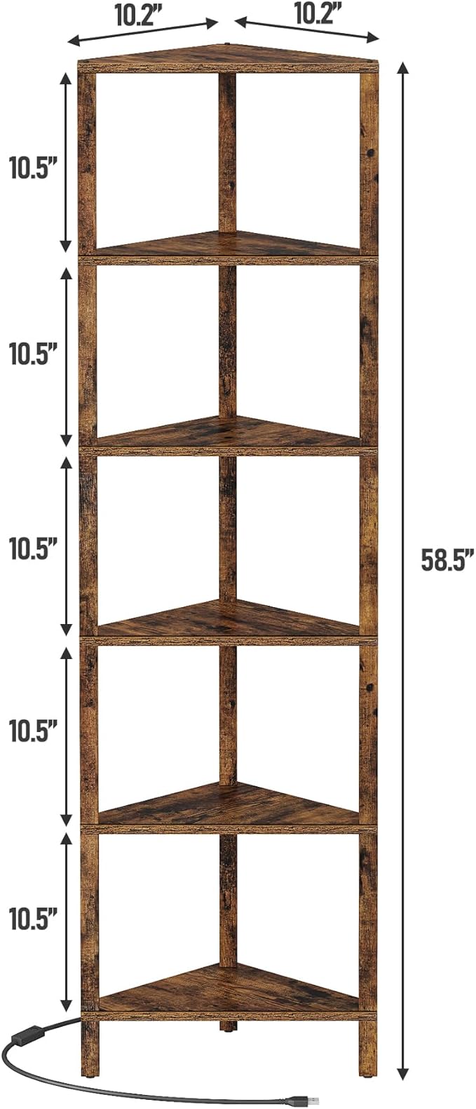 TUTOTAK Corner Shelf with LED Light, 6-Tier Corner Bookshelf