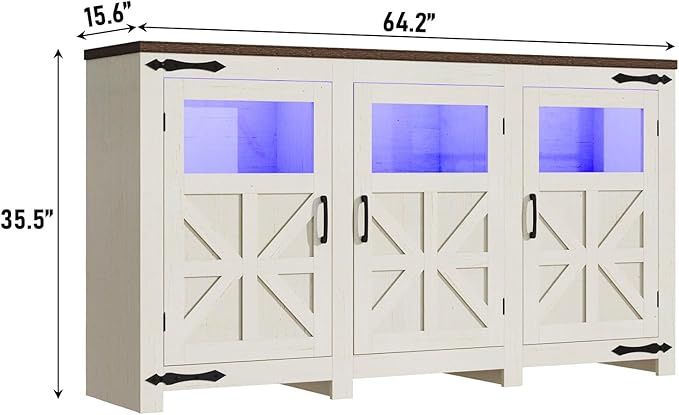 64" Large LED Farmhouse TV Stand