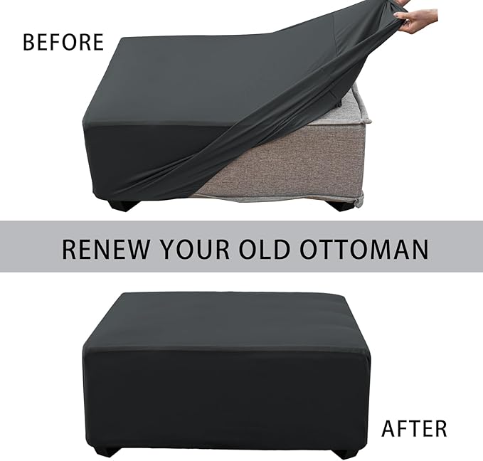 Super Stretch Ottoman Cover- Soft Form Fit Ottoman Cover Rectangular Ottoman