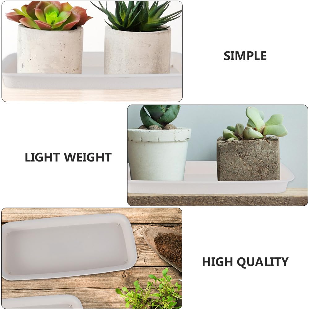 6PCS Rectangular Plastic Plant Saucers Tray Drip Tray Pot Saucer for Flower Pot Drip for Window Sill Window Shelf 9.73"x4.33"x0.86"