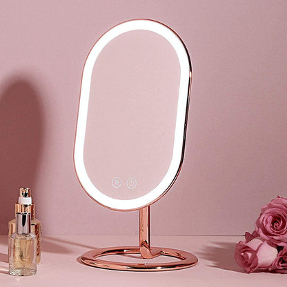 Fancii Vera LED Lighted Vanity Makeup Mirror, Rechargeable - Cordless Illuminated Cosmetic Mirror with 3 Dimmable Light Settings, Dual Magnification (Chrome)