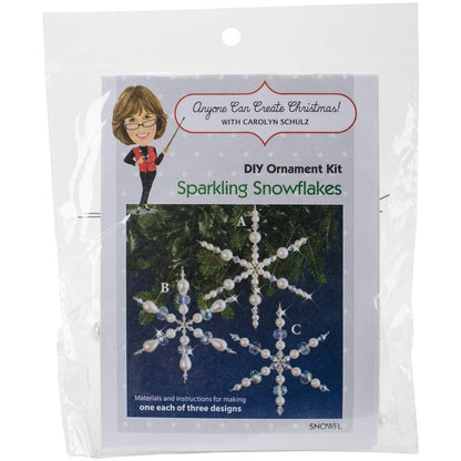 Solid Oak SNOWFL Sparkling Snowflakes Ornament Kit, Crystal/Pearl