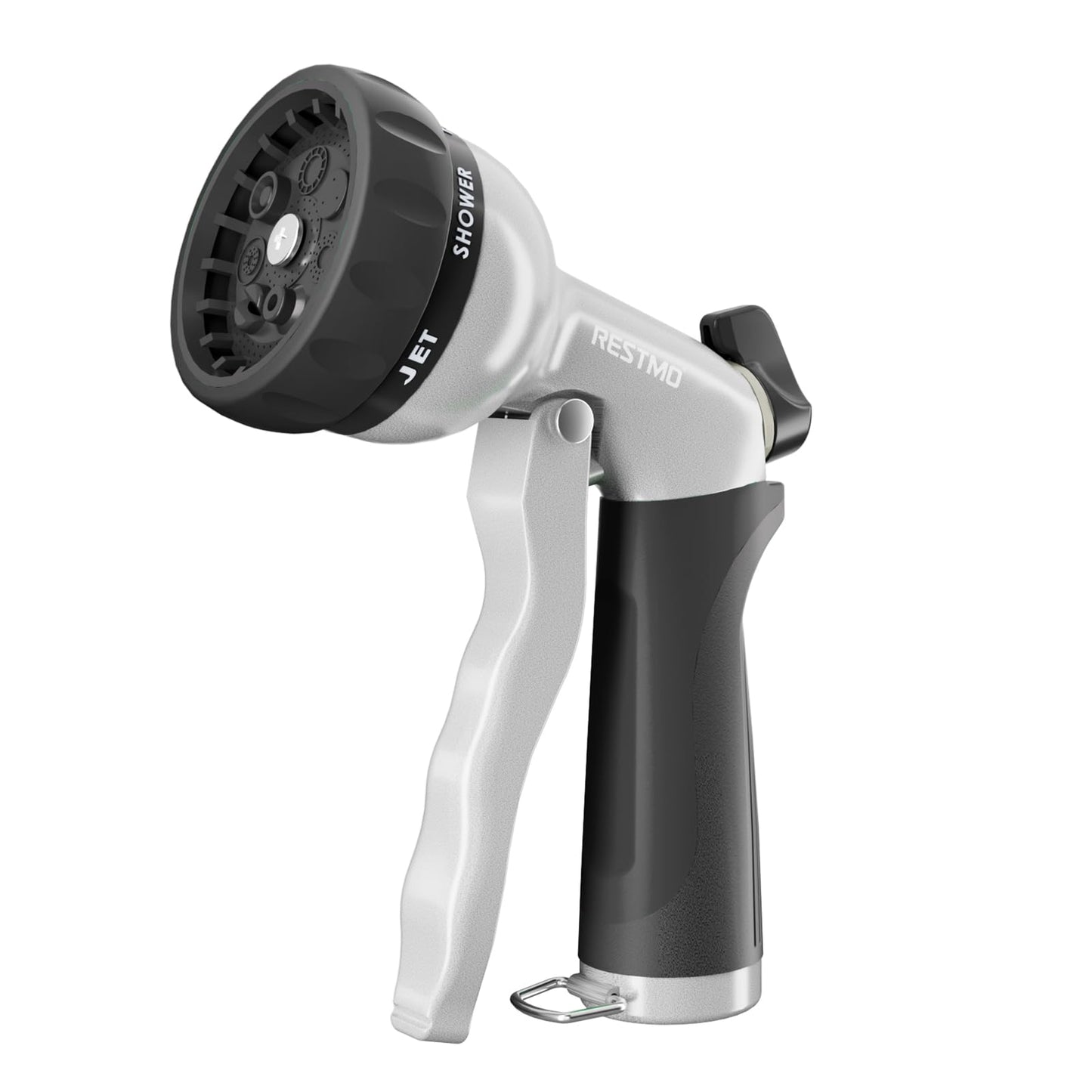 RESTMO Garden Hose Nozzle, Heavy Duty Metal Water Nozzle with 7 Adjustable Spray Patterns, High Pressure Hand Sprayer with Flow Control, for Watering Plants & Lawns, Washing Cars & Pets, Black