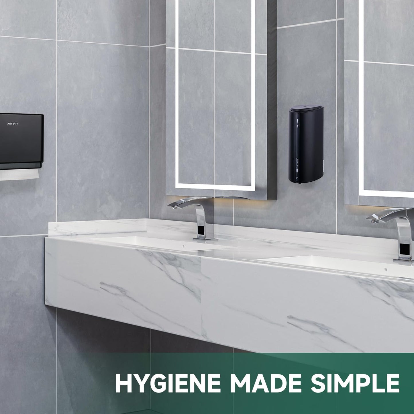 anydry 29fl.oz/850ml Commercial Automatic Liquid Soap Dispenser Wall-Mounted Large Capacity Model AD1209 Black