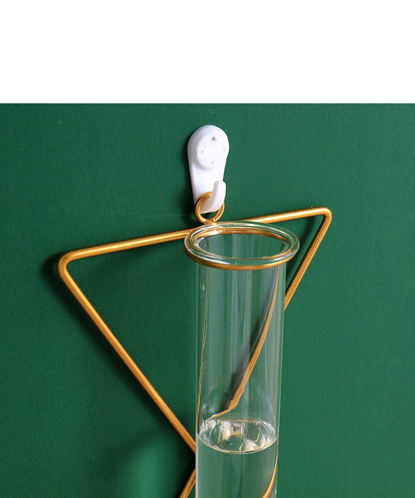 3 Pack Nordic Wall Vase,Gold Geometric Vase Hanging Hydroponic Planter,Wall-Mounted Metal Glass Tube Bud Vase Decorative for Centerpieces Wedding Home Decor(Gold 6)
