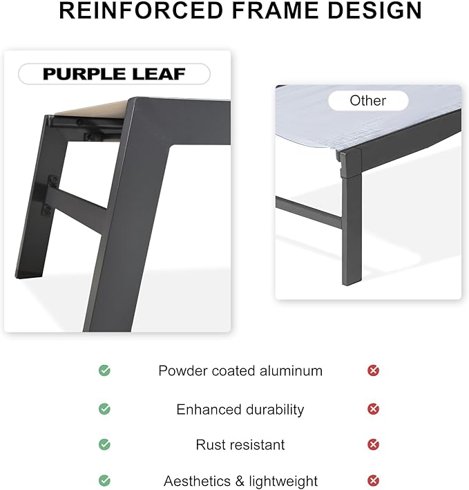PURPLE LEAF Outdoor Patio Chaise Lounge Set of 2 Aluminum Lounge Chair
