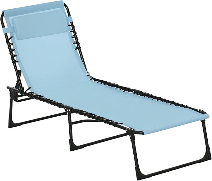 Outsunny Folding Chaise Lounge Chair, Patio Sun Tanning Chair, Outdoor Chaise