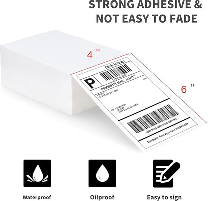 L LIKED 4x6 Direct Thermal Labels, 500pcs Perforated Fanfold, Compatible Zebra & Rollo Printers