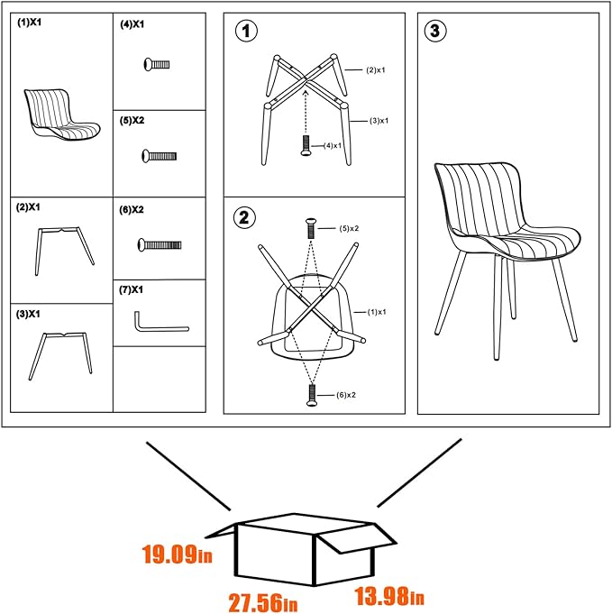 YOUNUOKE Mid-Century Modern Dining Chairs Set of 2, Armless Accent Chair