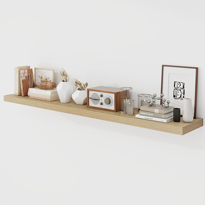 Acovy 55 Inch Floating Shelves, 9.3" Deep Floating Shelf Wall Mounted, Rustic