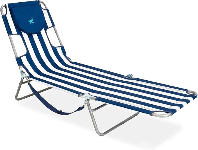 Ostrich Beach Lounge Chair, Folding & Reclining Outdoor Chaise Lounger