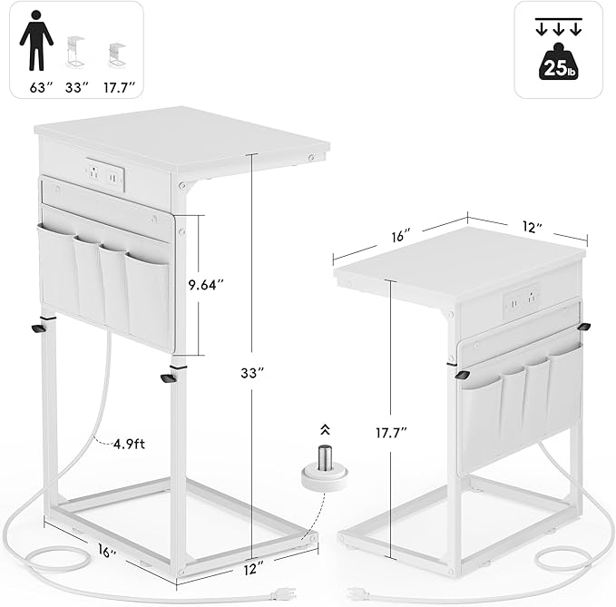 Vagusicc C Shaped End Table