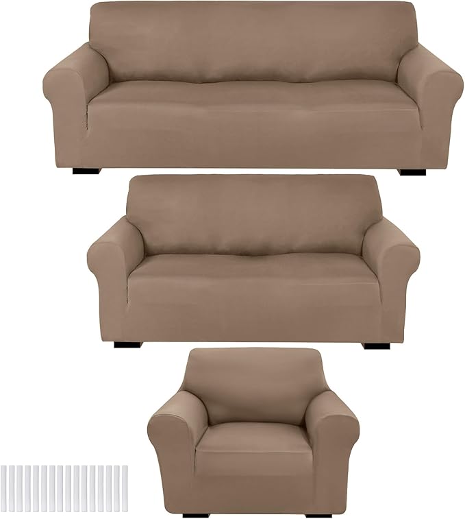 Peryiter 3 Pcs Couch and Loveseat Covers Set Sofa Cover