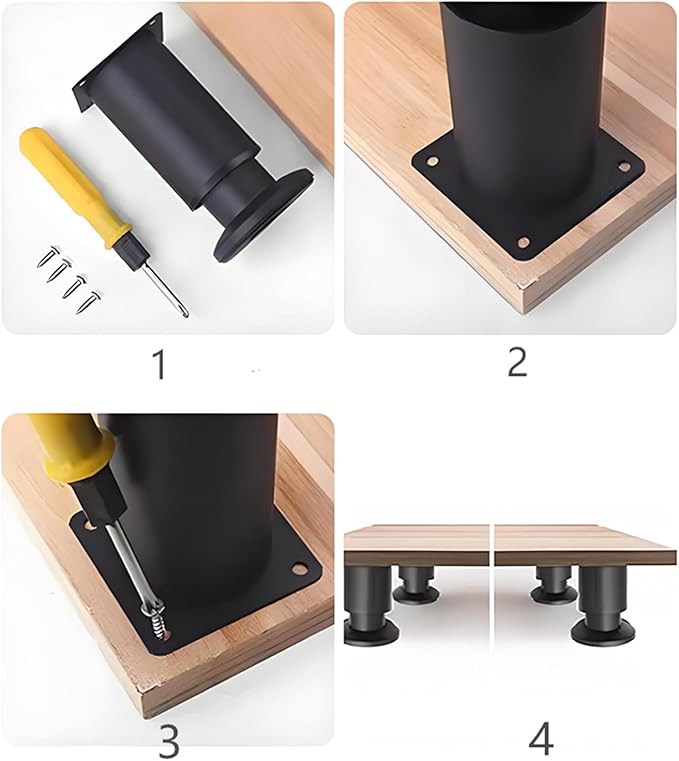 4PCS Adjustable 9.64-16.6 Inch Metal Furniture Legs Black Furniture Replacement