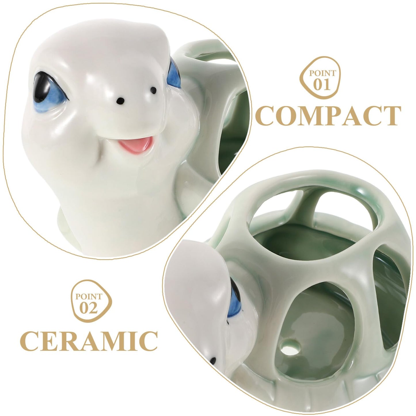 Sewroro Hand-Painted Ceramic Turtle Succulent Planter Pot for Indoor Desktop Garden, Small Animal Flower Pot with Drainage Hole, Decorative Kawaii Animal Flower Holder