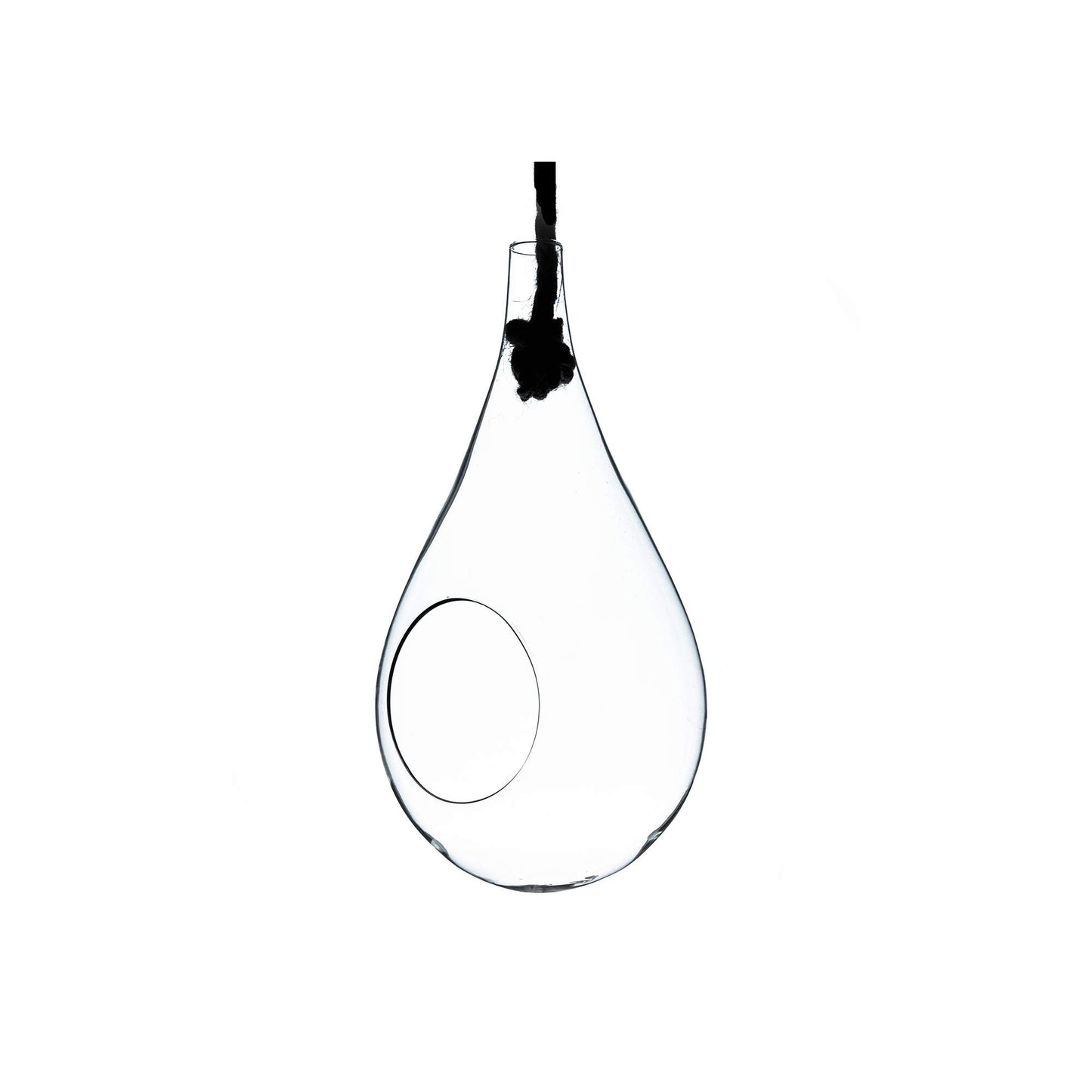 WGV Hanging Planter Terrarium, Width 5", Height 9.5", DIY Clear Glass Succulents Air Teardrop Floral Container (Including Rope), Candle Holder Vase for Outdoor Indoor Decor, 1 Piece