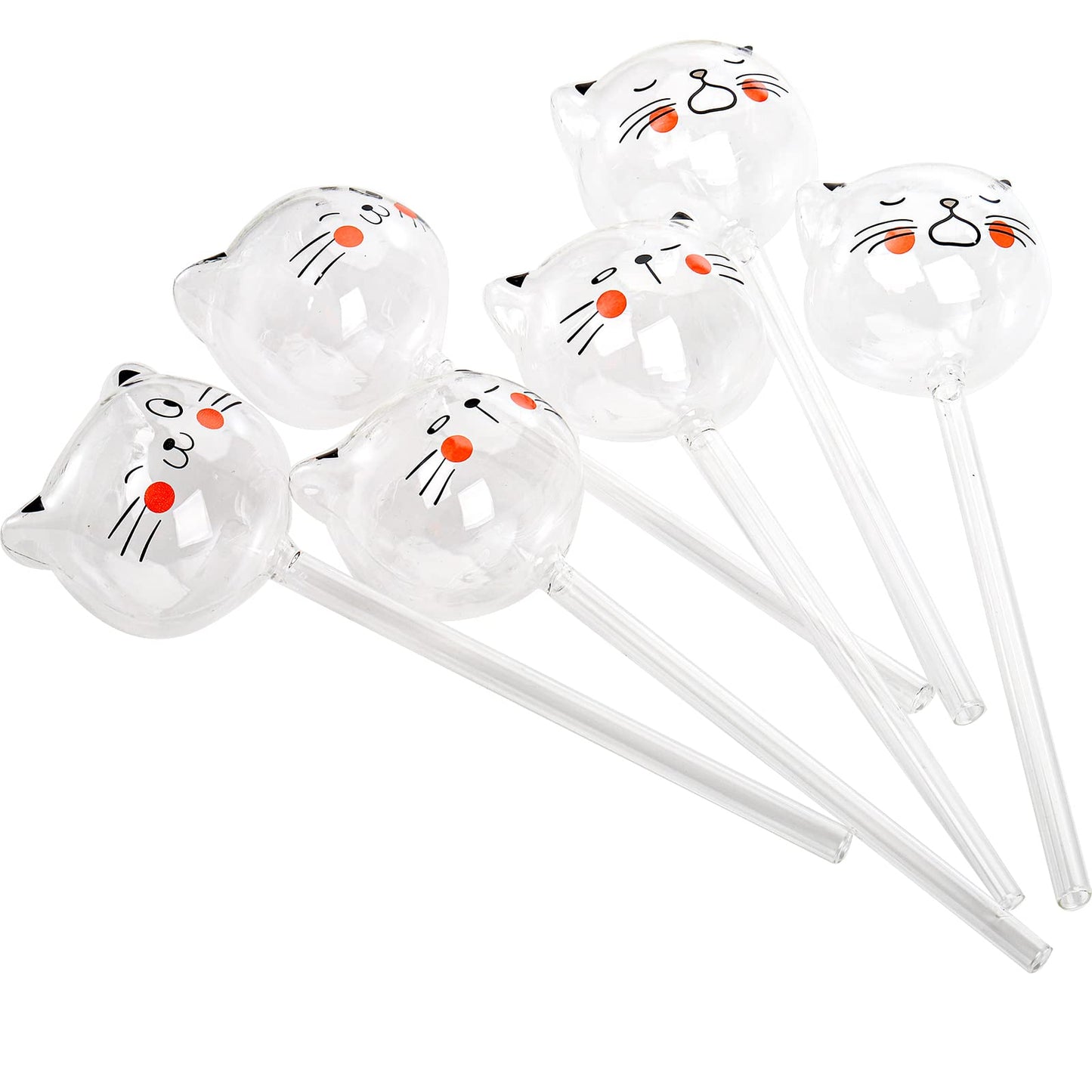 SOUJOY 6 Pieces Self Watering Bulb, Glass Plant Watering Globes, Hand Blown Cat Shape Automatic Watering Spike Device for Indoor and Outdoor Plants