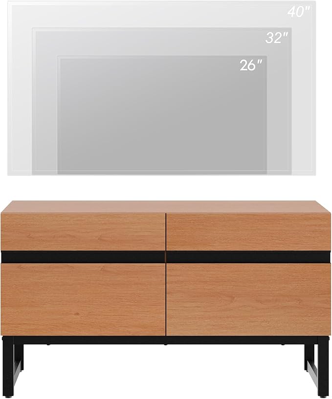 WAMPAT Modern TV Stand for 26-40 Inch TVs, Wood Entertainment Center