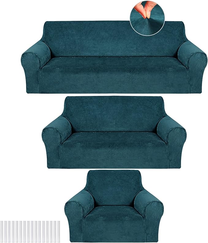 Peryiter 3 Pcs Couch and Loveseat Covers Set Sofa Cover