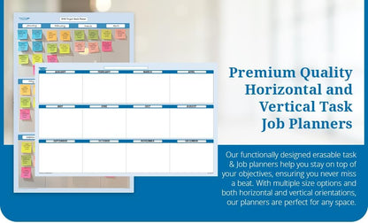 Sky Blue 12 Section Task, Objective and Goals Planning System Horizontal 18" Tall 24" Wide. Wall Tray, Dry-Erase Marker, Eraser and 600 Sticky-Notes
