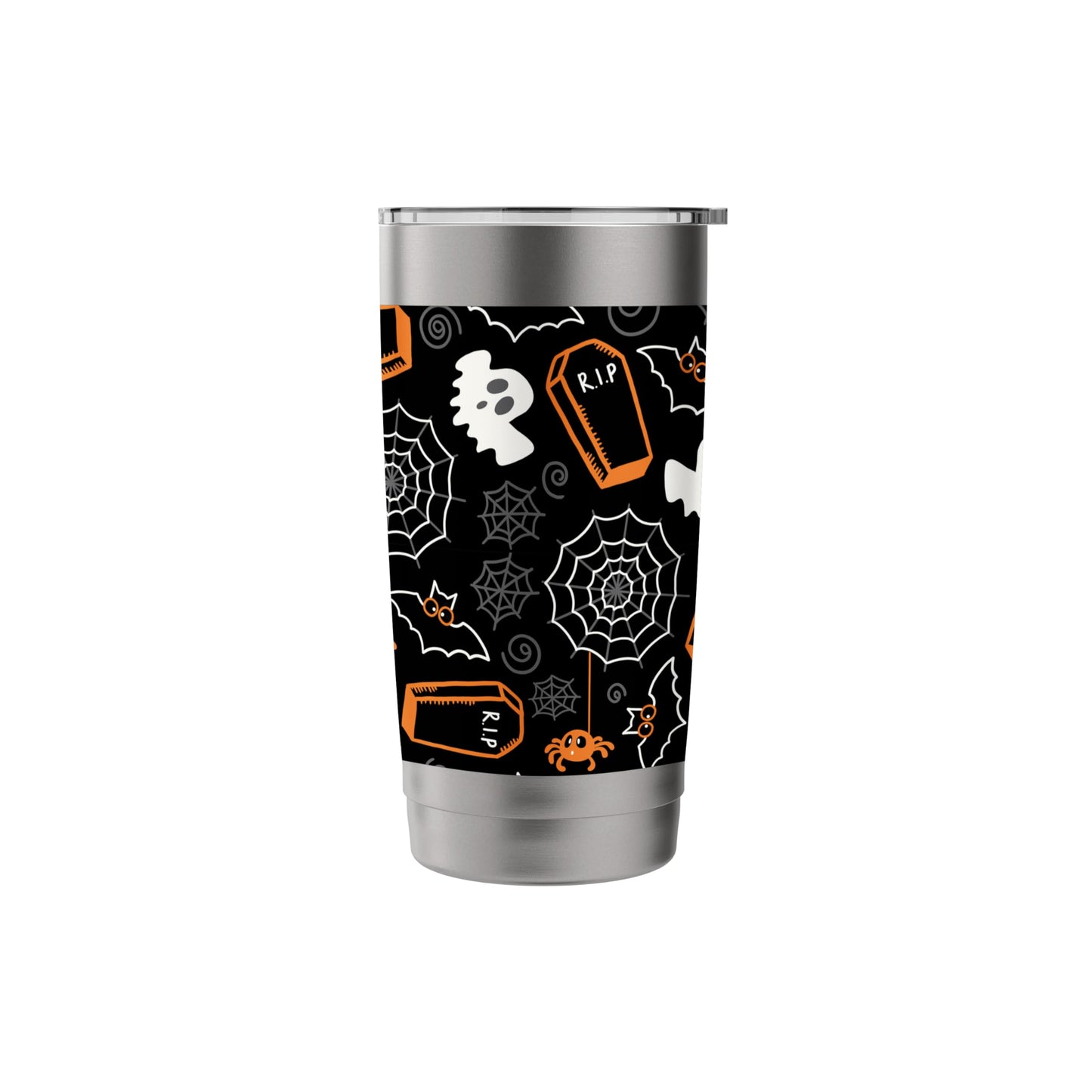 Ghost Spider Web Black Halloween Travel Cup Bottle Spooky Stainless Steel Insulated Tumbler