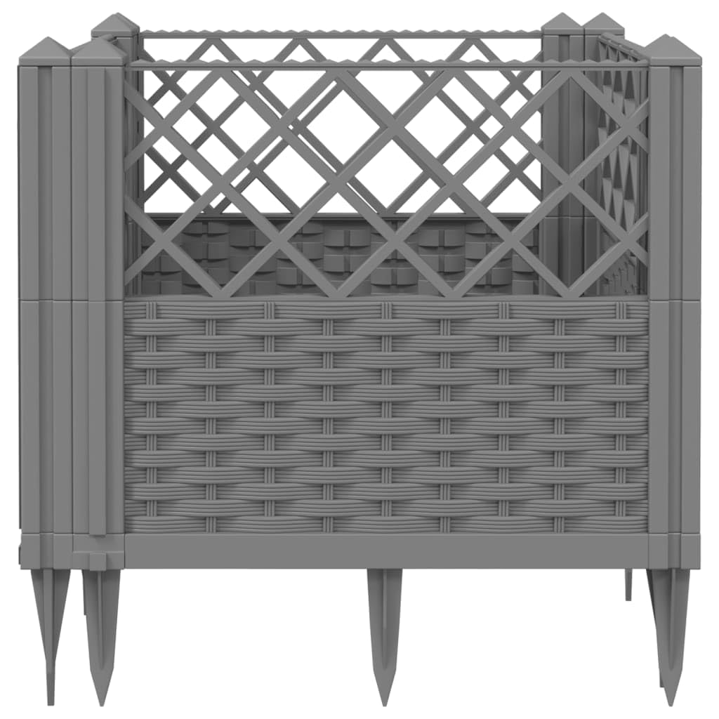 Logeirevo Garden Planter Box with Pegs, Outdoor PP Raised Garden Bed Planter for Vegetables, Grass, Lawn, Yard, Light Gray 17.1"x17.1"x17.1" PP,-1195