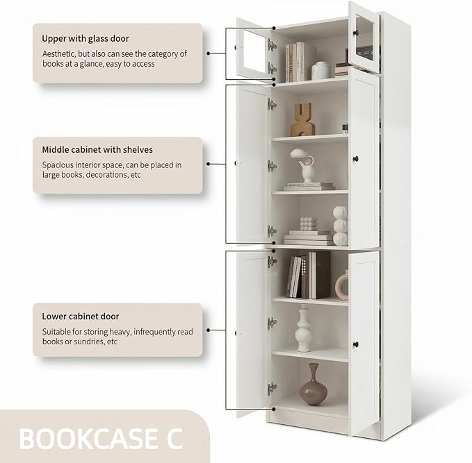 TUSY 85.5" Modern Tall Bookcase