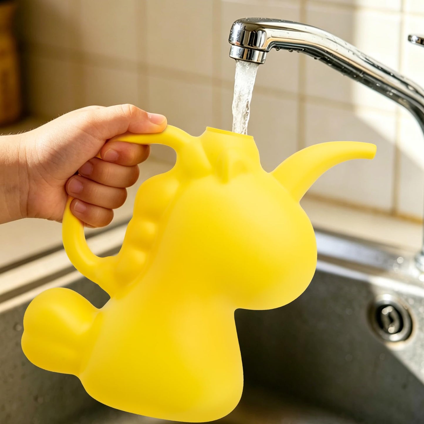 XXXFLOWER Unicorns Indoor Watering Can, 1 L Cute Animal Water Cans, Novelty Unicorns Shape Watering Pot for Office House Indoor Garden（Yellow）