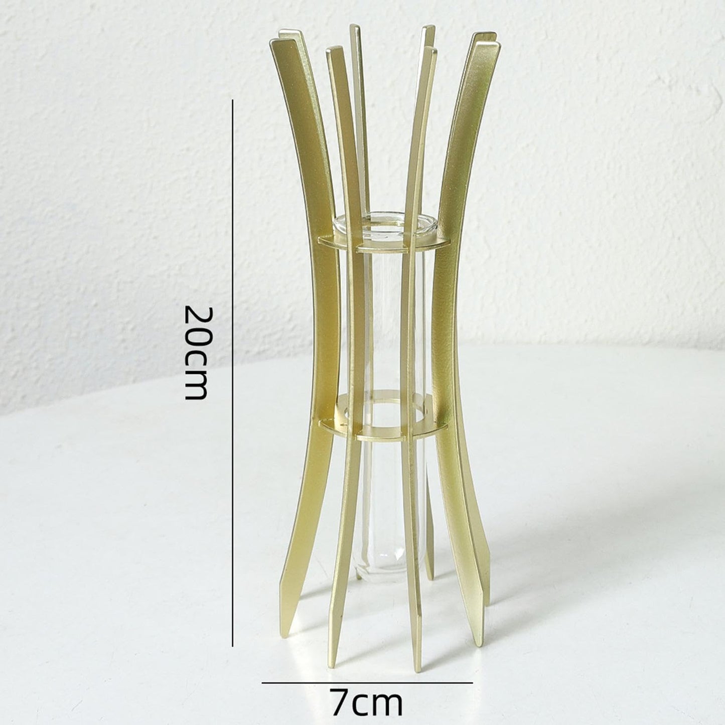 Gcljlmy Hydroponic Plant Glass Tube Flower Vase Desktop Decoration Sturdy Decorative for Plant Propagating Terrariums (Golden 7x7x20cm)