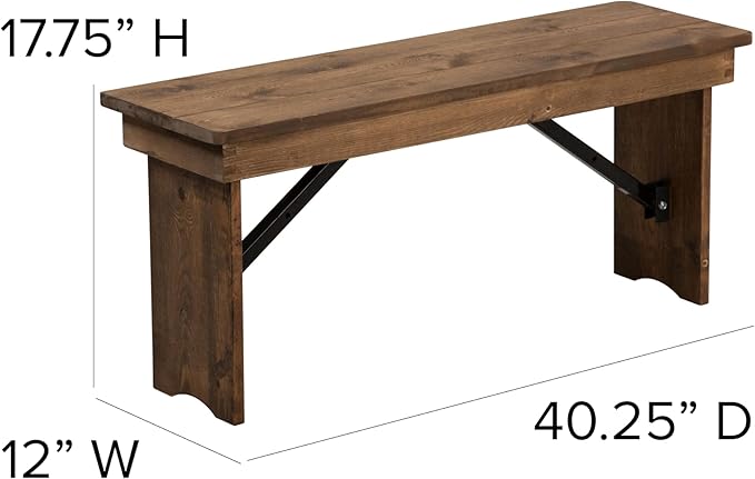 Flash Furniture Hercules Series 40" x 12" Commercial Grade Rustic Solid Pine