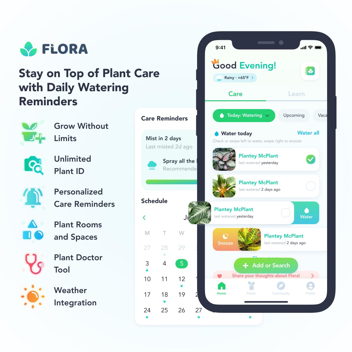 Flora Premium Plant Mister Spray Bottle Producing Gentle & Fine Mist for Precision Hydration, Dispersed Humidity & Moisture - Comes w App for Smart Plant Care (2 Packs)
