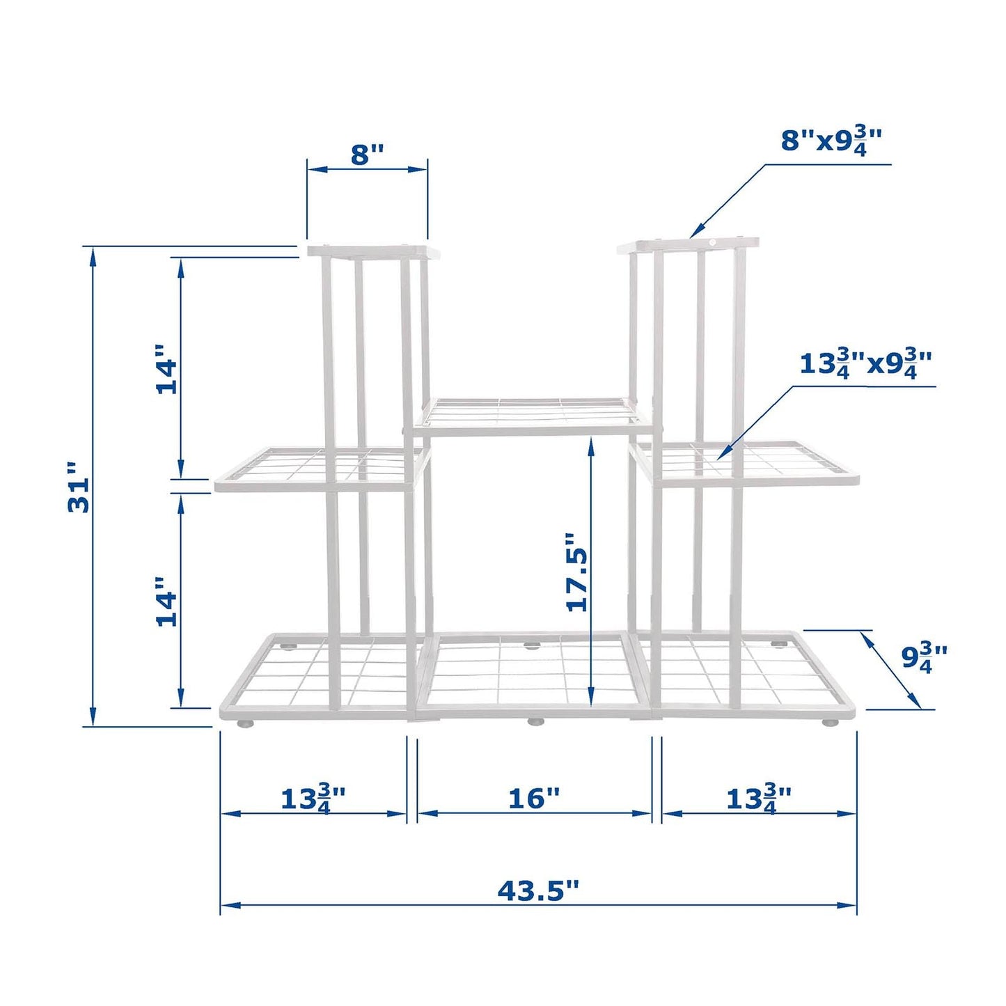 MTB Garden 3 Tier 8 Potted Metal Large Plant Stand for Indoor Outdoor Flower Pot Display Planter Shelf, White