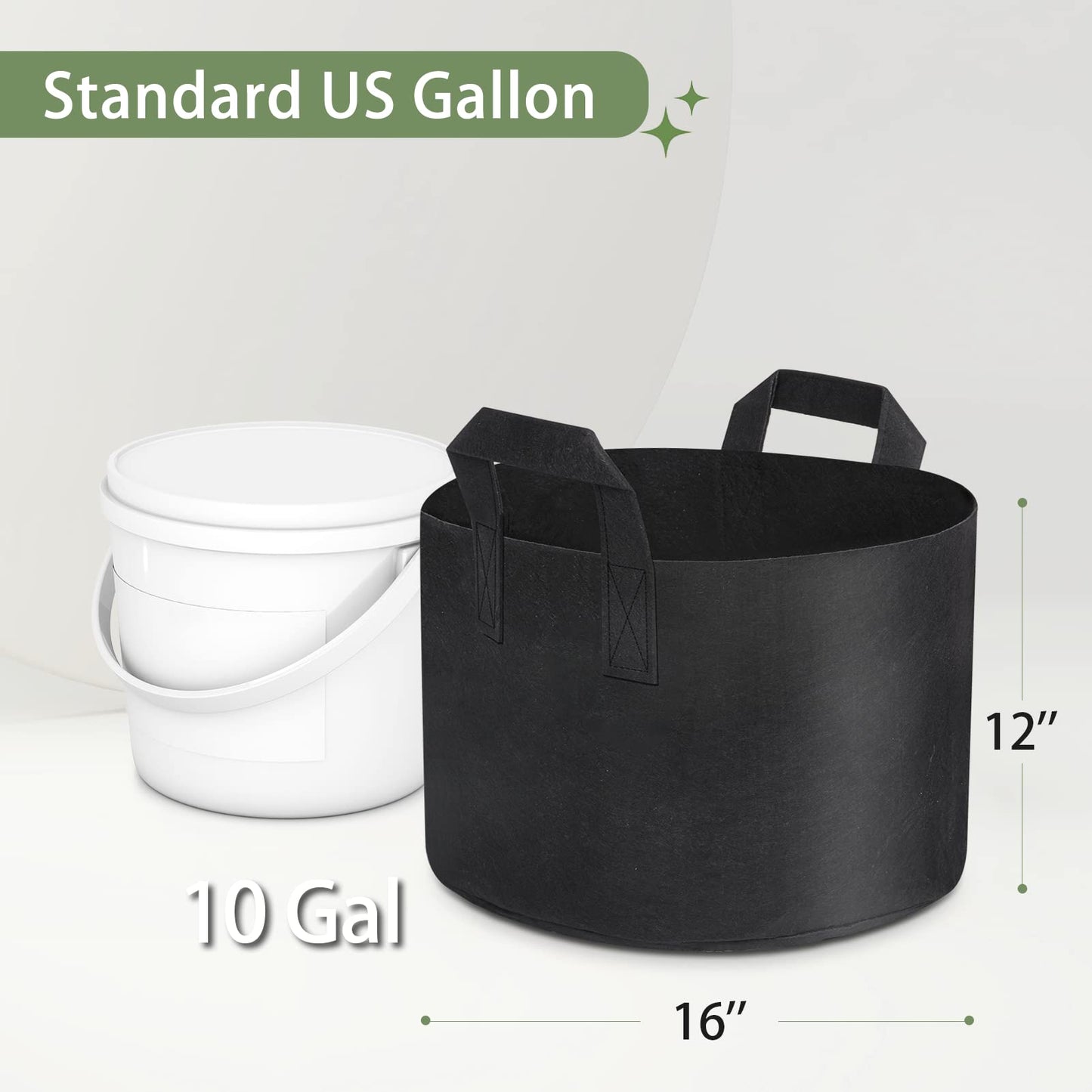 GreatBuddy Grow Bags 10 Gallon 12-Pack, Heavy Duty Fabric Grow Bags with Handles for Vegetables, Herbs, and Tomatoes, Fabric Pots & Planting Bags for Outdoor Home Gardening